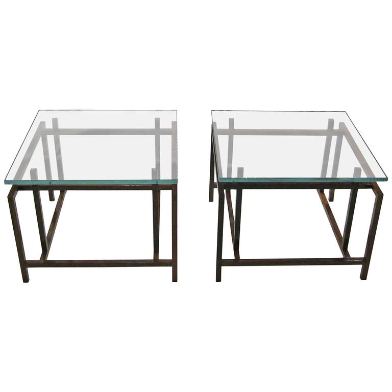 Mid Century Danish Pair of Rosewood Glass Top Coffee Tables by Henning at 1stDibs