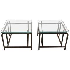 Mid Century Danish Pair of Rosewood Glass Top Coffee Tables by Henning Norgaard
