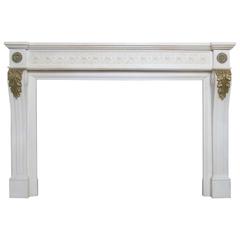 Large French Louis XVI Marble Fireplace Mantel