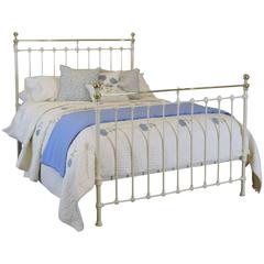 Antique Victorian Cream Brass and Iron Bed  - MK64