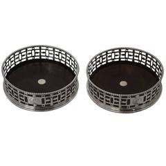 Sterling Silver Georgian Pair of Wine Coasters by Thomas Wilson, London, 1771 9