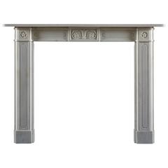 Antique Regency Period White Statuary Marble Fireplace Mantel