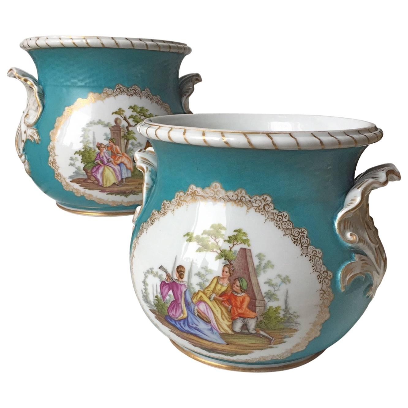 Wonderful Cache Pots by Helena Wolfsohn Dresden, Germany, 19th Century For Sale