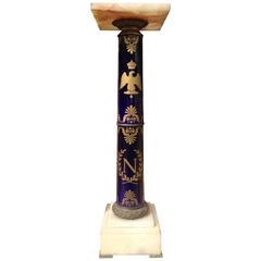 Napoleonic Porcelain Bronze and Onyx Columnar Pedestal Stand 19th Century