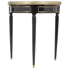 Antique Louis XVI Gray Marble-Top Bouillotte Table