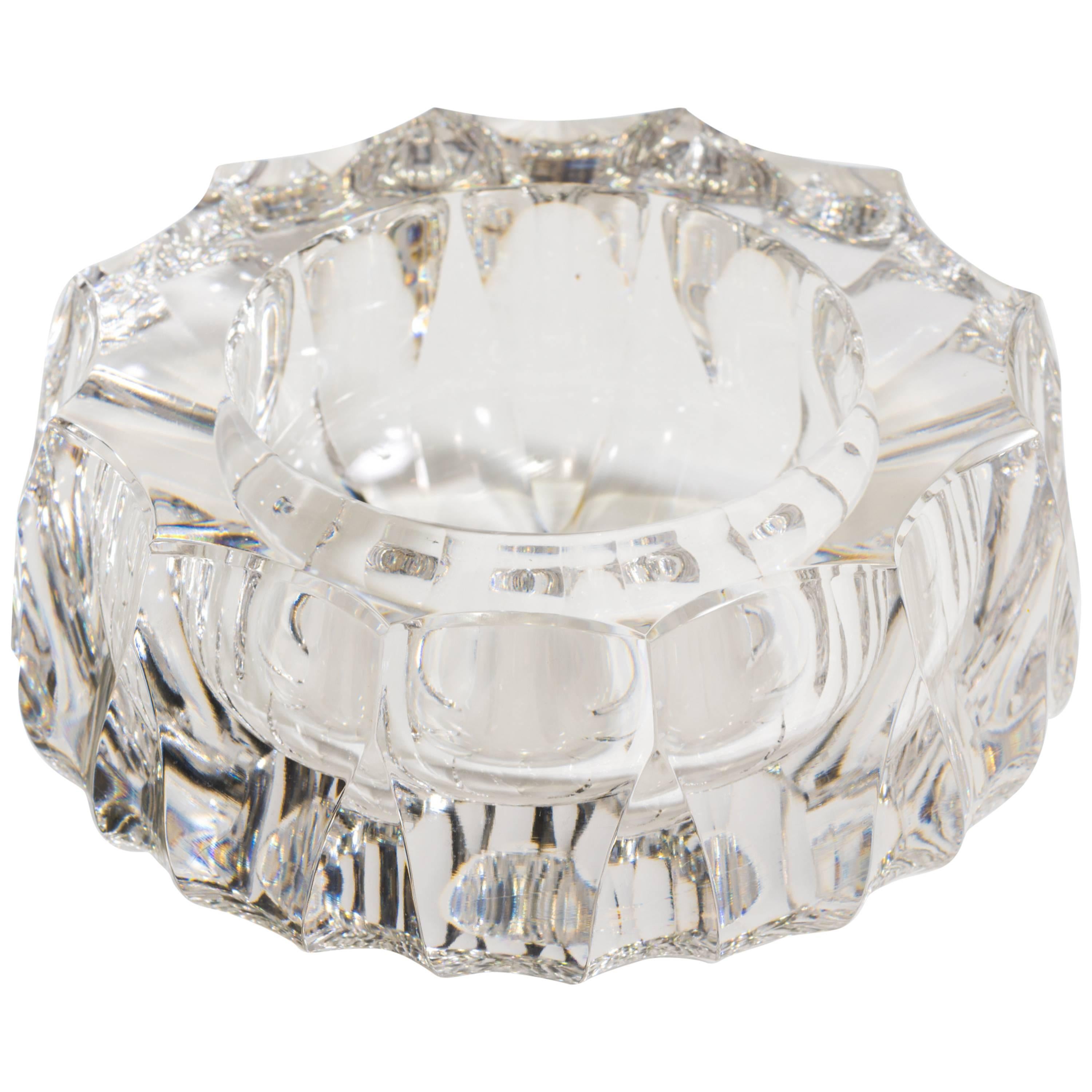 Carved Crystal Glass Ashtray For Sale