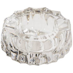 Used Carved Crystal Glass Ashtray