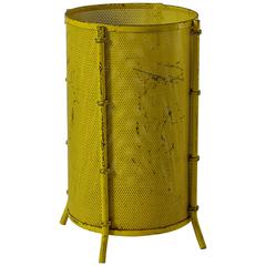 Mathieu Matégot Yellow Metal Waste Can, France, 1950s