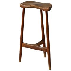 Clarence Teed Studio craft walnut stool, USA, 1962
