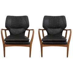 Pair of Bovenkamp Leather Lounge Chairs by Aksel Bender Madsen