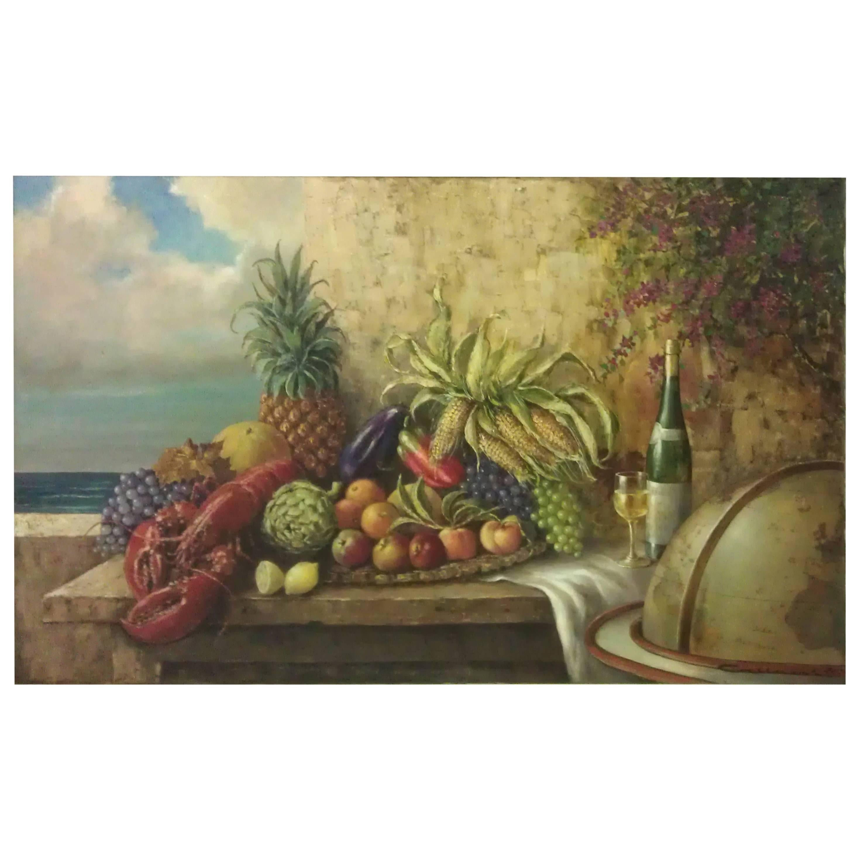 Irresistible Huge Still Life OIl Painting Jacques Callaert, Belgian Artist signd For Sale