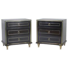 Vintage Pair of Ebonized Night Stands in the Manner of Maison Jansen