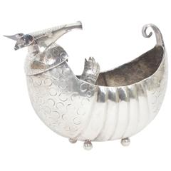 Vintage Mexican Hammered Silverplate Armadillo Centerpiece