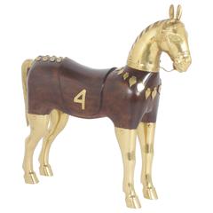 Brass and Wood Racing Horse