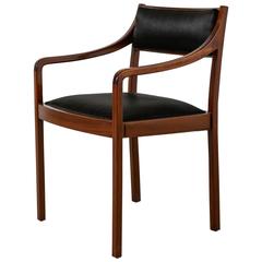 Mahogany Armchair with Black Horsehair Upholstery, Denmark, 1950s 8