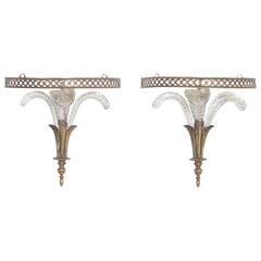 Prince of Wales Faeather Brass and Glass Wall Brackets