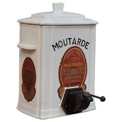 Vintage Porcelain French Mustard Dispenser, 1930s