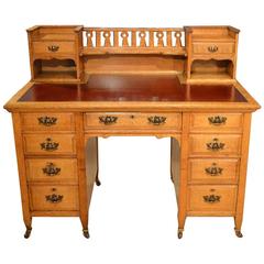 Antique Arts & Crafts Period Oak Desk By Shapland & Petter
