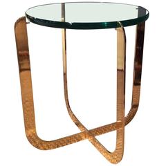 Retro Outstanding Flat Bar brass and Glass Side or Drinks Table