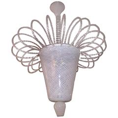 Large Venini Reticello Glass Lantern Large Venini Reticello Glass Lantern