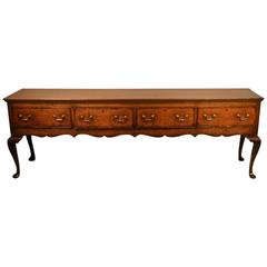 Antique A Rare Oak George III Period Four Drawer Dresser Base