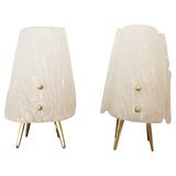 Set Of Two Ice Glass Table Lamps By "Kalmar" Vienna
