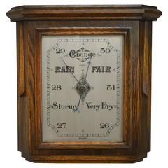 Antique Large Solid Oak Barometer