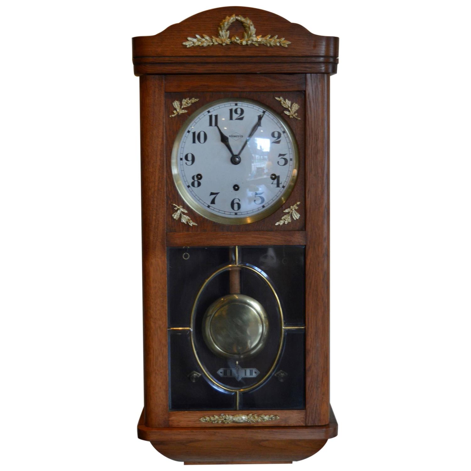 Westminster Chime Oak Wall Clock For Sale at 1stdibs