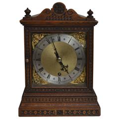 Antique Carved Oak Timepiece Mantel Clock