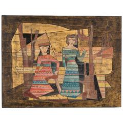 Marianna Von Allesch Cubist Modern Ceramic Painting 8