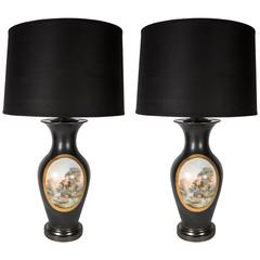 Exquisite Pair of Antique English Vases Mounted as Lamps 11