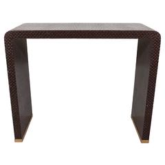 Mid-Century Modern Waterfall Grasscloth Console Table