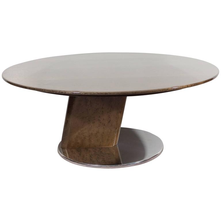 A Saporiti Modernist Coffee Table In Lacquered Birdseye Maple On A Saporiti Modernist Coffee Table In Lacquered Birdseye Maple On Steel For