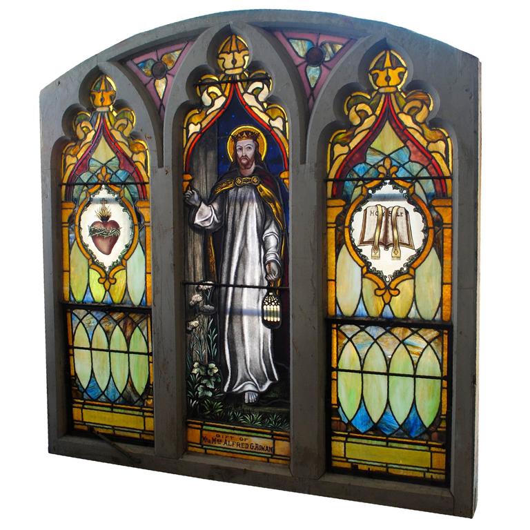 Vintage Stained Glass Church Window at 1stDibs
