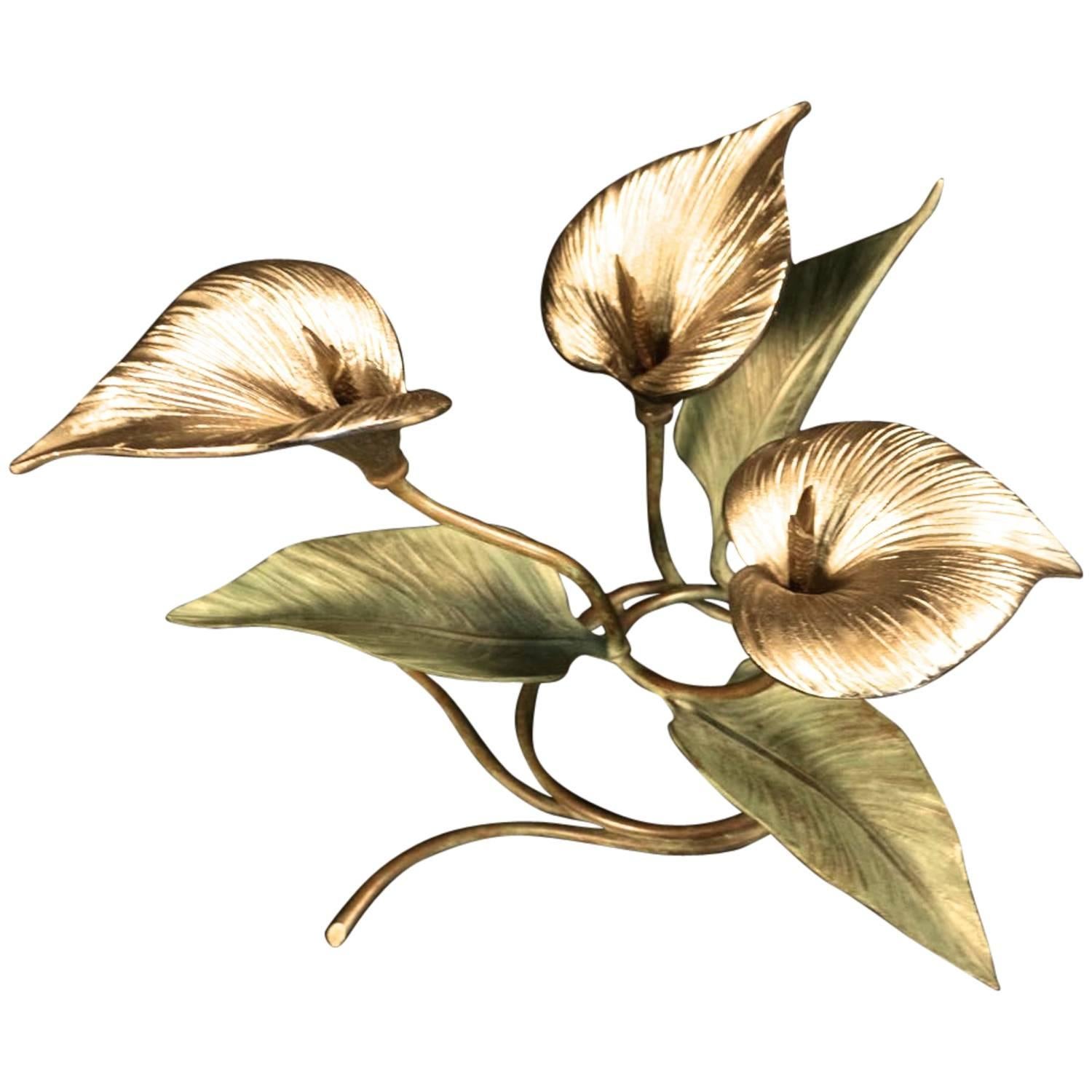 1970s "Three Lilies" Bronze Table Centerpiece by Chrystiane Charles