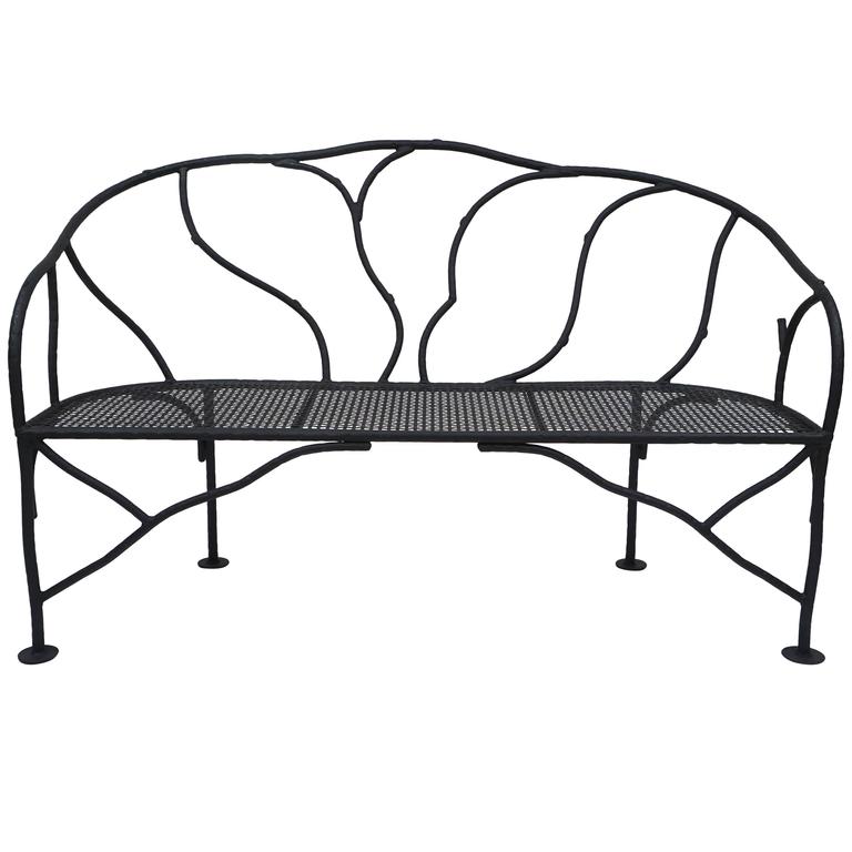 Faux Bois Wrought Iron Garden Bench For Sale At 1stdibs