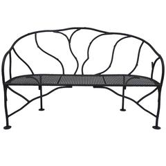 Elegant Vintage Faux Bois Wrought Iron Garden Bench 10