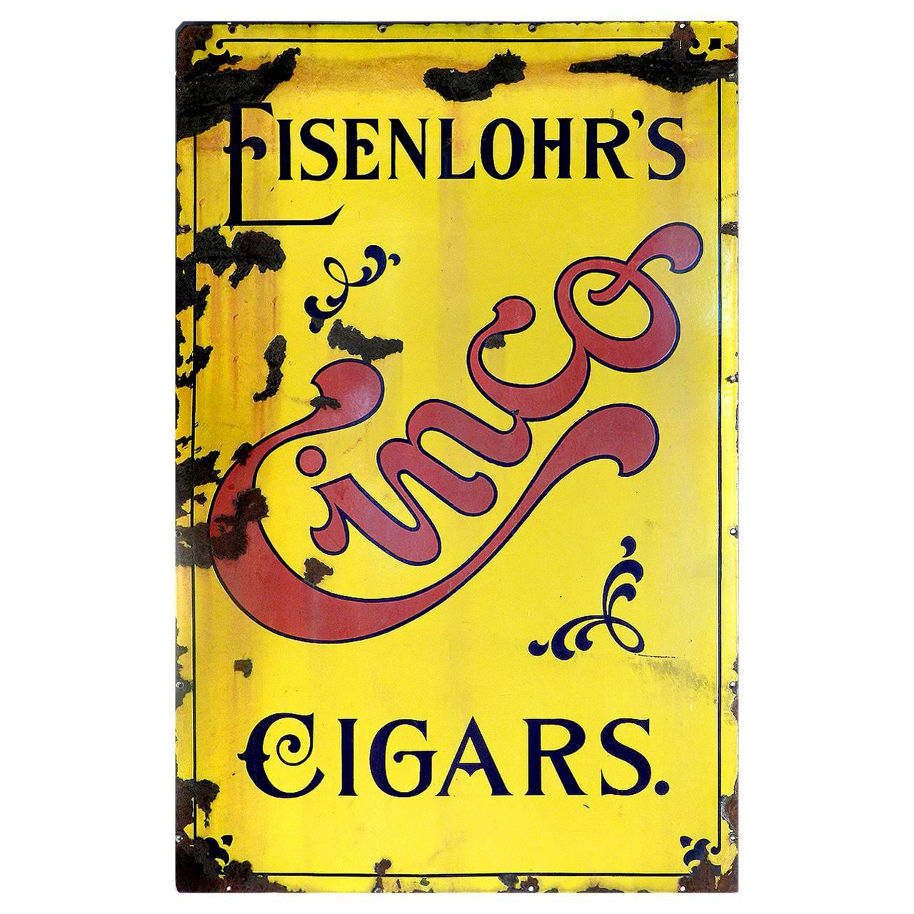 Early Porcelain Cinco Cigar Advertising Sign
