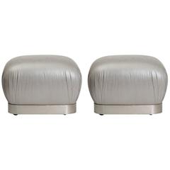 Pair of Souffle Ottomans by Karl Springer