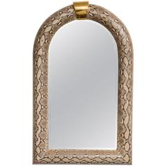 Genuine Python Half-Round Mirror, Style of Karl Springer 9