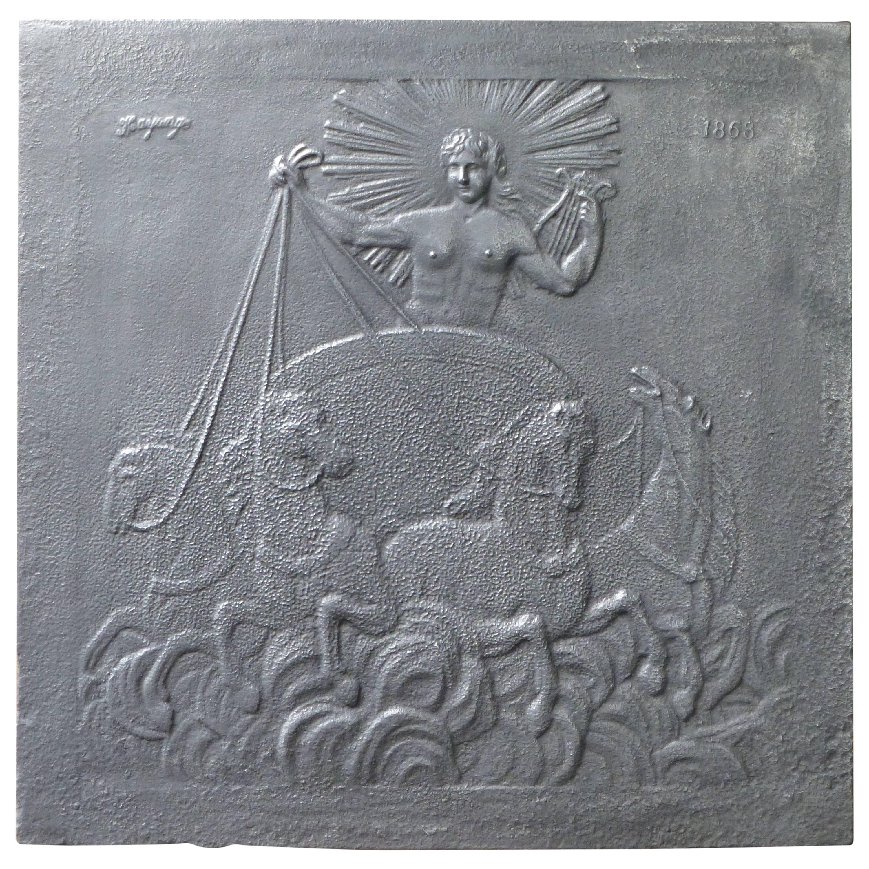 19th Century Apollo in the Sun Chariot Fireback, Dated 1868