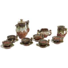 20th Century Vintage Glazed Ceramic Japanese Coffee Set for Six
