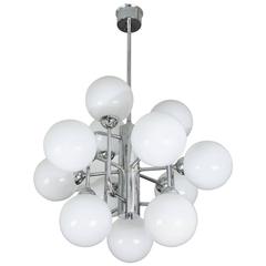 Large Atomic Chandelier in Chrome and Glass