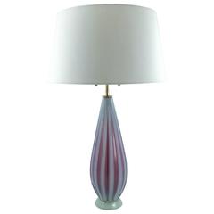 Barovier & Toso Opaline Ribbed Glass Table Lamp