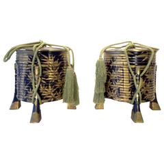 Antique Pair of Large Japanese Lacquered Storage Containers  Circa 1900