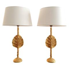 Paire de lampes de table en bronze doré de Fondica:: France:: 1990