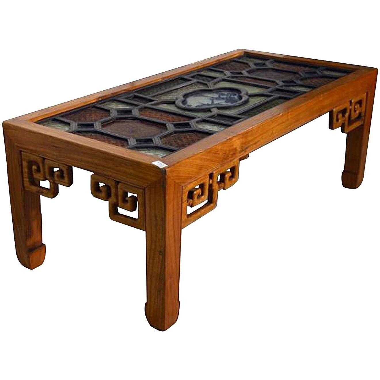 Twist Carved Wood with Glass Top Coffee Table For Sale at 1stDibs