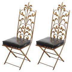 Pair of Italian Gilt Metal Folding Chairs
