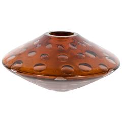 Sculptural Mid-Century Murano Glass Vase by Salviati in Rich Tobacco 