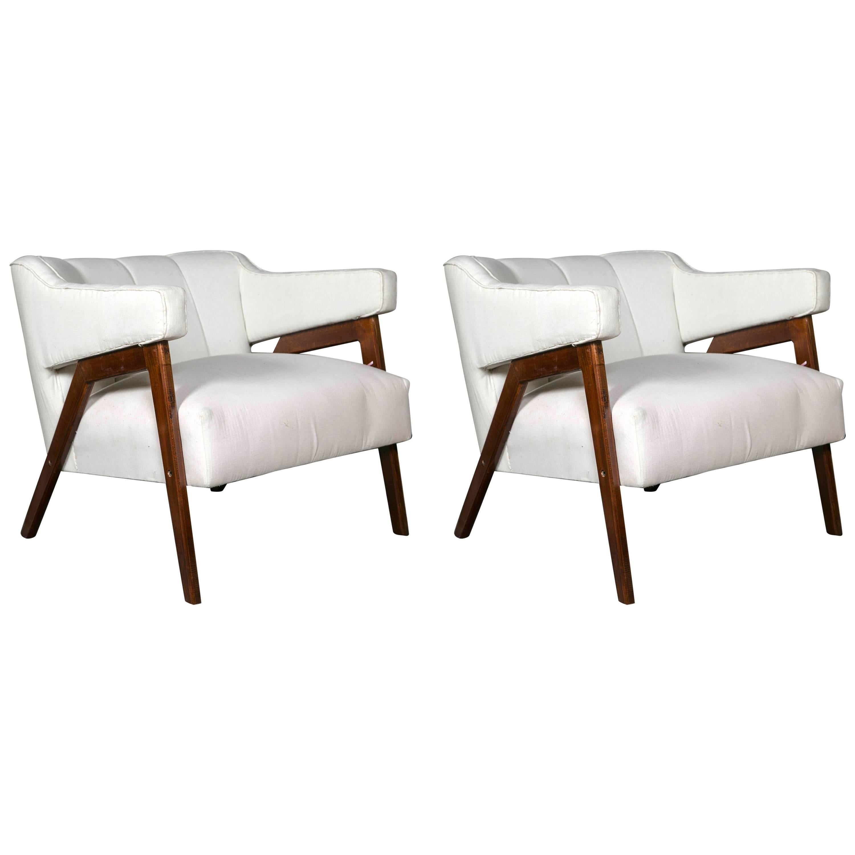 Pair of Mid-Century Modern Arm Lounge Chairs